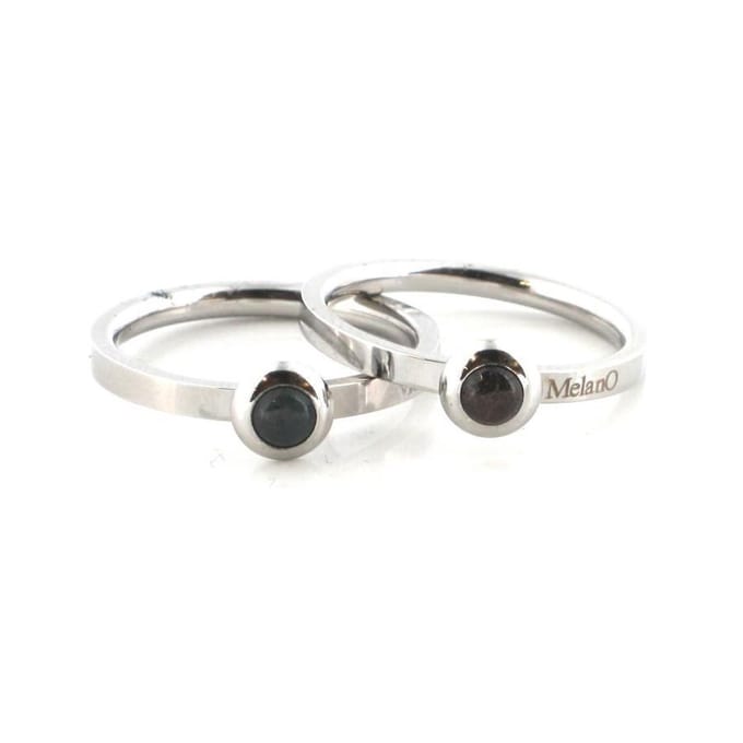 MelanO Stainless Steel Ring Set Scenery Jasper/Rhodolite