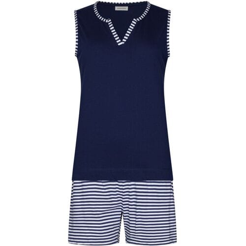Pastunette - Shortama- Midnight Stripes - Mouwloos - Katoen - Blauw - Maat 48