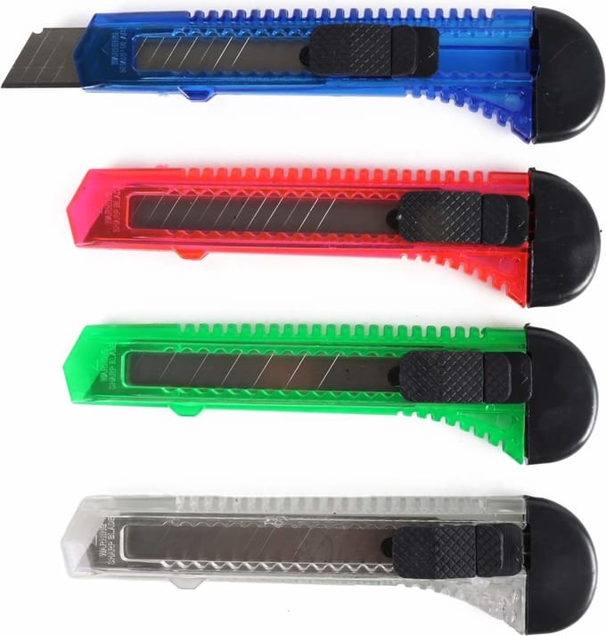 Benson Set van 4 afbreekmessen - 18 mm lemmet - kleurrijk - ergonomisch ontwerp