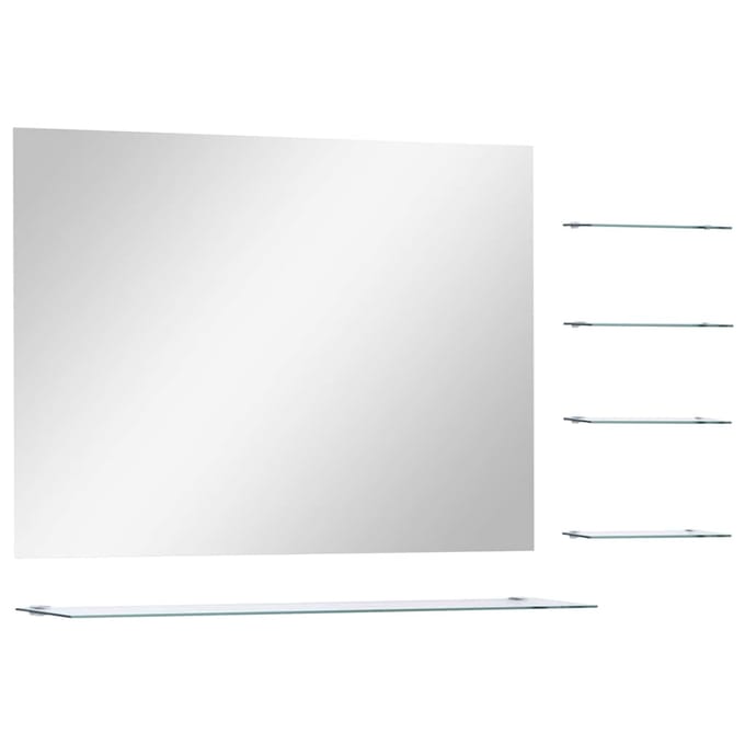 vidaXL - Wandspiegel - met - 5 - schappen - 80x60 - cm - zilverkleurig