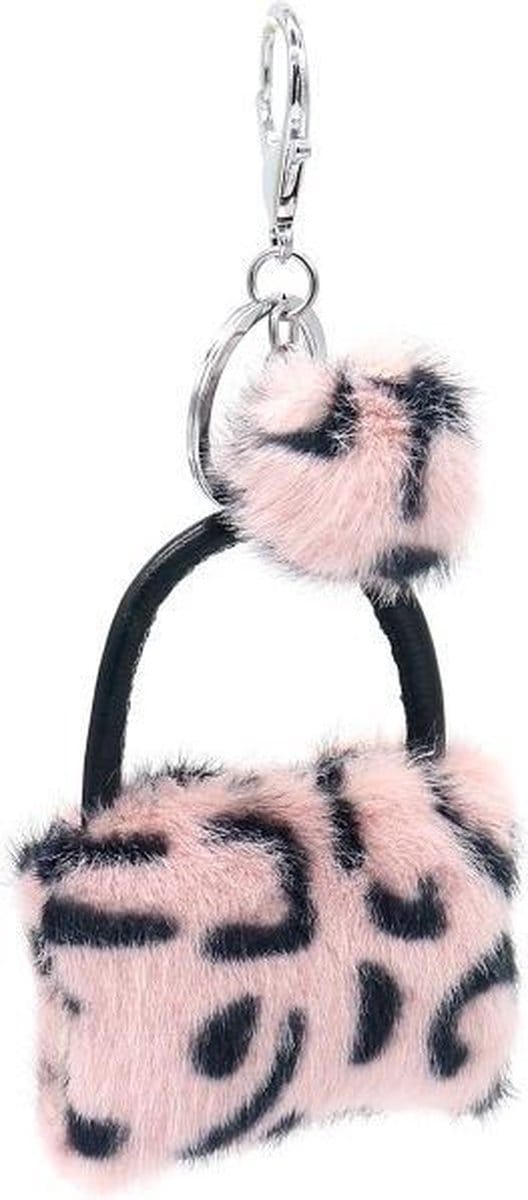 Sleutelhanger Fluffy Handtas - 9x7x3 cm - Roze