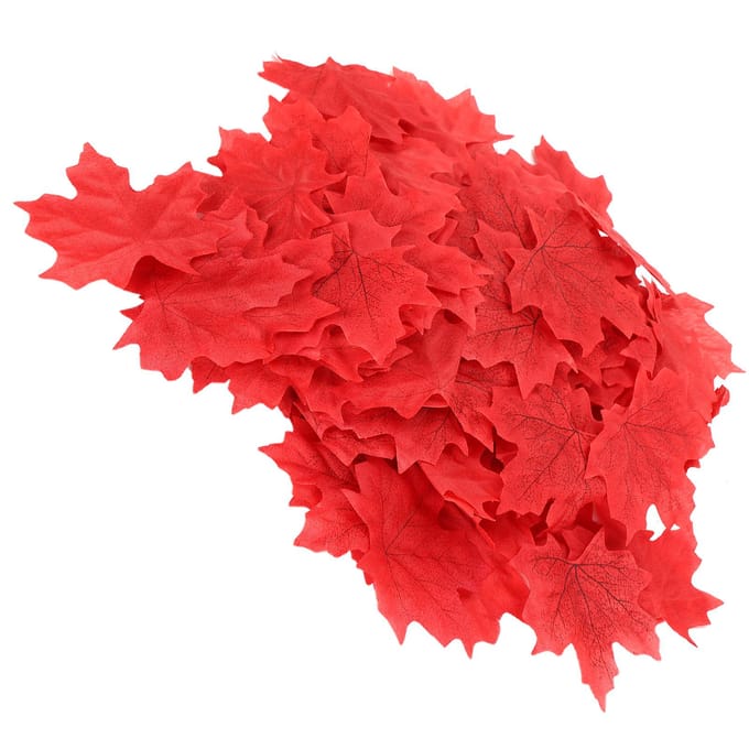 100 Stuks/Zak Kunstmatige Esdoornbladeren voor Thanksgiving Herfstblad Bruiloft TafeldecoratieRood rood