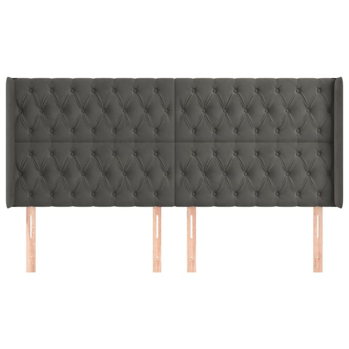 vidaXL - Hoofdbord - met - randen - 183x16x118/128 - cm - fluweel - donkergrijs