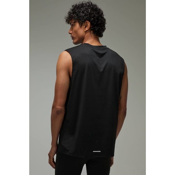 Gewone Tempo Hardloop Geperforeerd Regular Fit Tanktop | Black | Size Medium