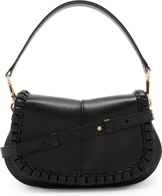 GIANNI CHIARINI Leren Schoudertas Helena Round Saddle Bag Nero Zwart