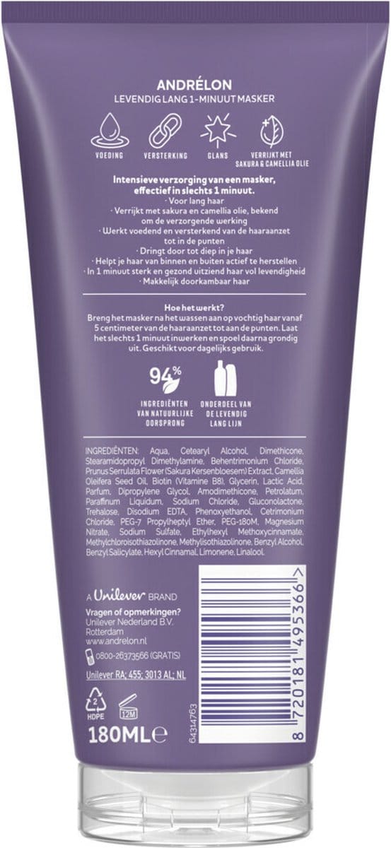 Andrélon WOW Masker Levendig Lang - 180 ml
