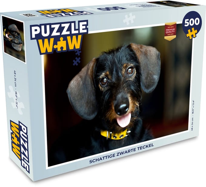 Puzzel Schattige zwarte Teckel - Legpuzzel - Puzzel 500 stukjes