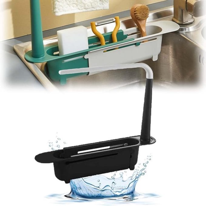 Allecto - Sponshouder - Keuken Organizer - Telescopisch - Zwart