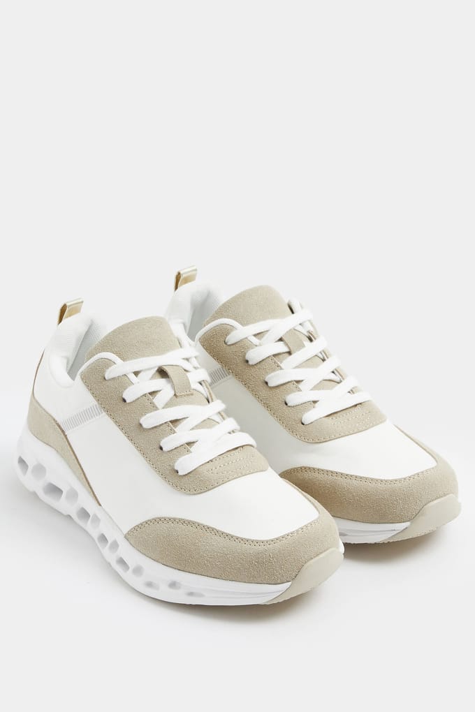 Yours Witte Contrast Chunky Runnersneakers In Extra Brede Eeepasvormsize 37EEE
