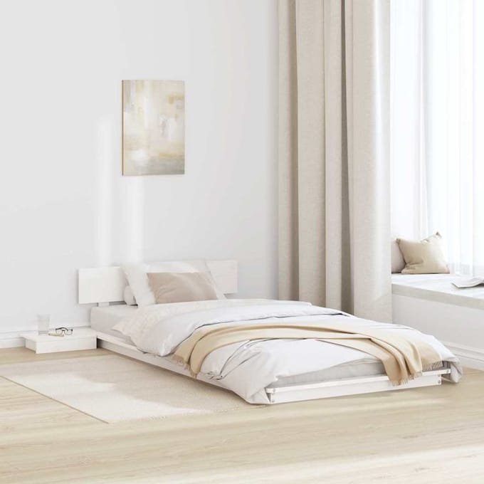 vidaXL - Bedframe - Wit - 90 - x - 200 - cm - Hout