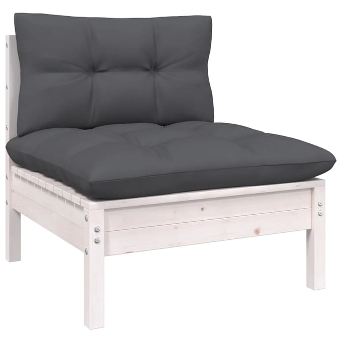 vidaXL - 13-delige - Loungeset - met - kussens - massief - grenenhout - wit