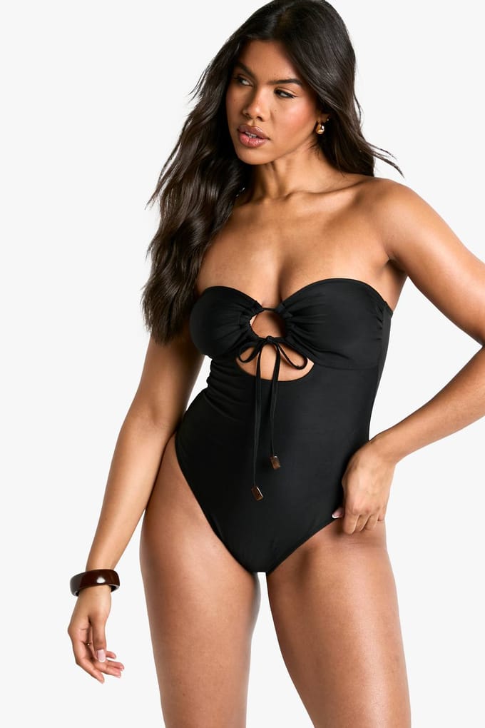 boohoo Dames Resin Trim Badpak | Black | Maat: 6
