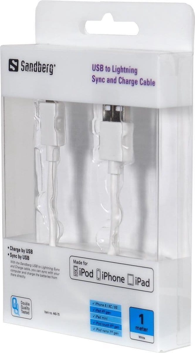 Sandberg USB to Lightning Sync and Charge Cable - 1m