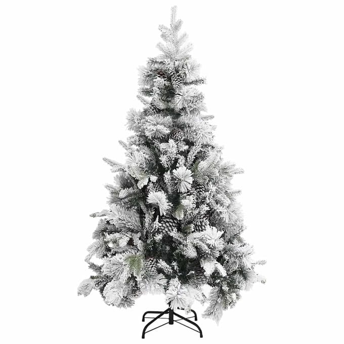 vidaXL Kerstboom met dennenappels en sneeuw 195 cm PVC en PE
