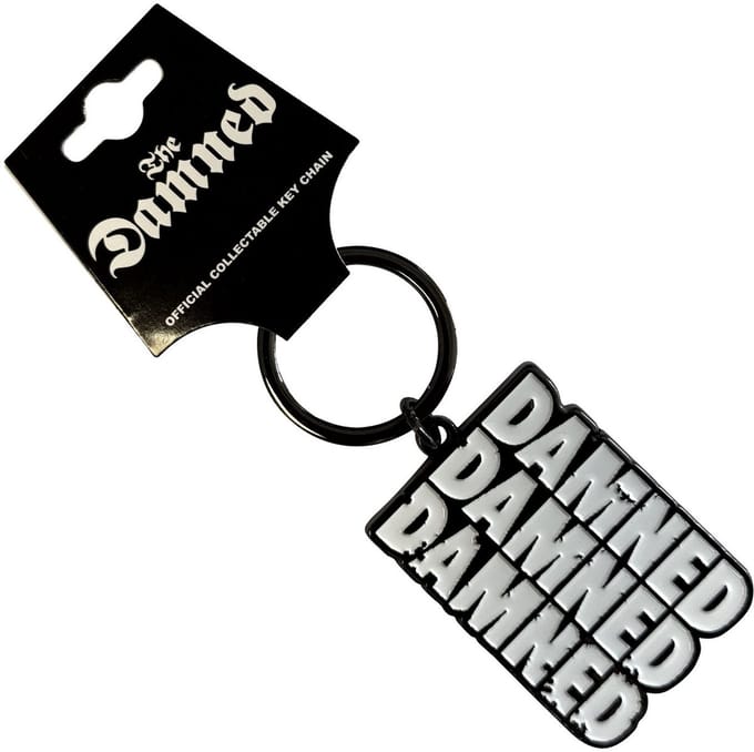 The Damned - Stacked Logo Sleutelhanger - Wit/Zwart