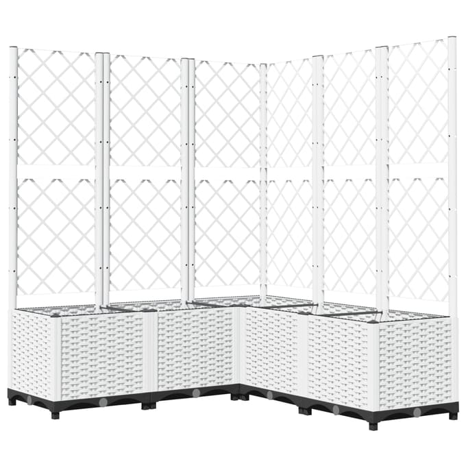 vidaXL - Plantenbak - met - latwerk - 120x120x136 - cm - polypropeen - wit
