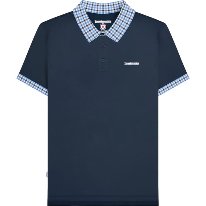 Lambretta Heren Gingham Big & Tall Polo Shirt (Marineblauw)