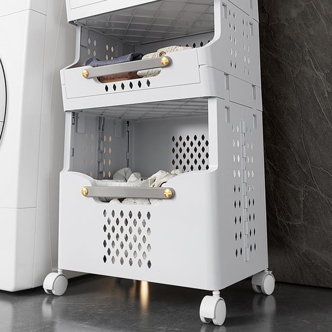 Wasmand Opvouwbaar Hoge Capaciteit Multifunctioneel Plastic Opbergmand Toren voor Vuile Kleding gray