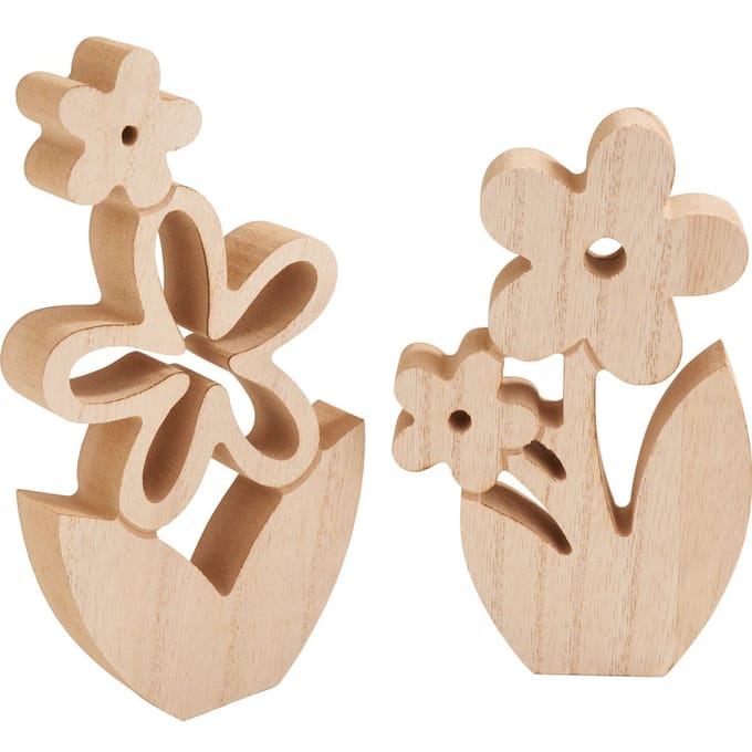 VBS Houten bloemen, set van 2