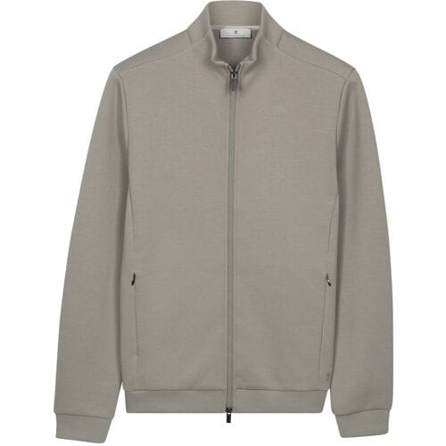 Thomas Maine Vest Sweat Cardigan Full 2-Way Zip Doubleface Interlock Groen / male