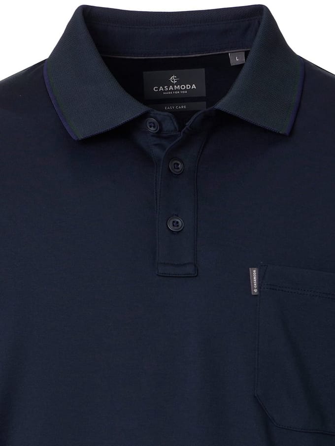 Poloshirt Met Borstzakje 3 Knoops Blauw Casa Moda - L