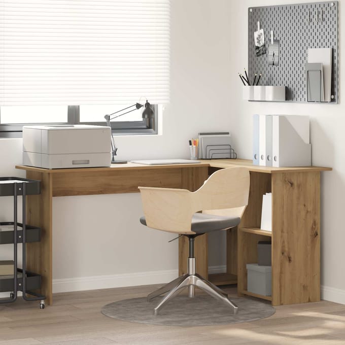 vidaXL - Bureau - Artisan - Eiken - 142 - x - 102 - x - 73 - cm - Bewerkt - hout