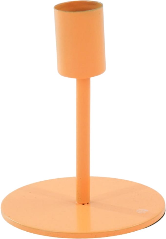 Housevitamin Metalen Gekleurde Kaarshouder-Kandelaar - Basic-Fluor Oranje- 8x8x10m