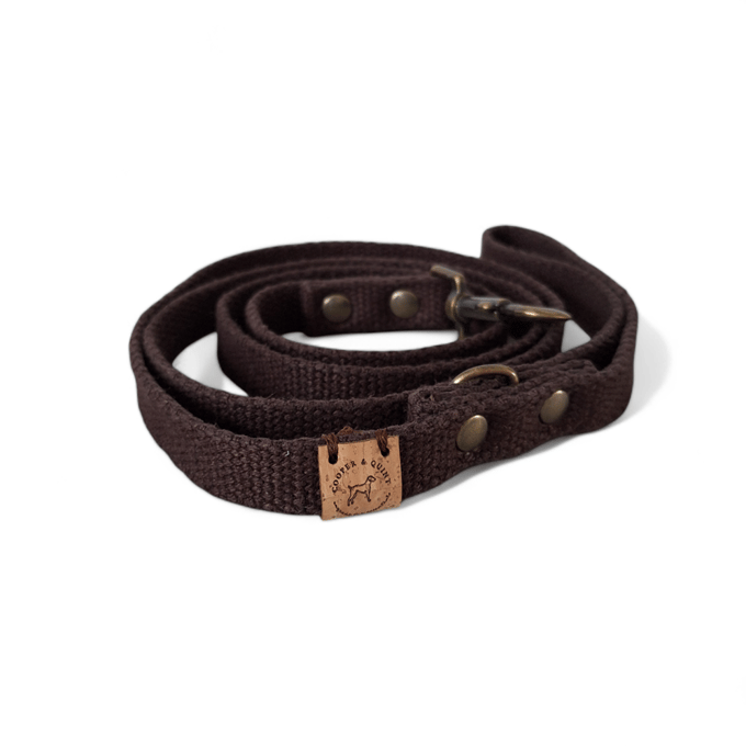 Cooper & Quint Simply Hemp Hondenriem - verstelbaar - Kastanjebruin - 2 cm - Oud Messing