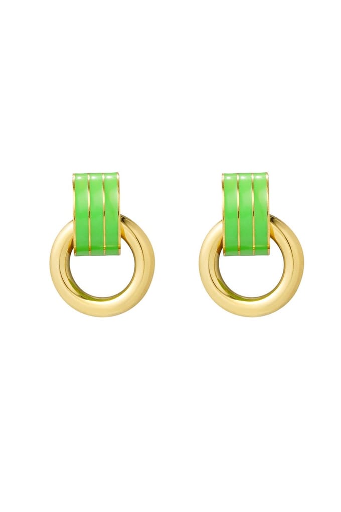 YWG - oorbel dubbele laag - Groen/ Goud kleurig - 2.7 cm