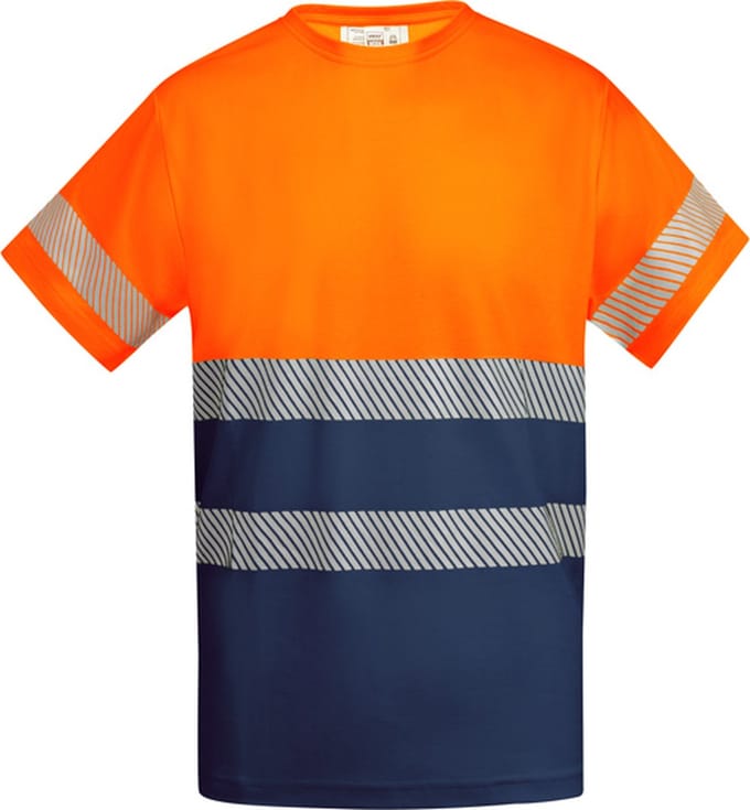 Roly T-Shirt Tauri RY9317 - Navy Blue 55/Fluor Orange 223 - M