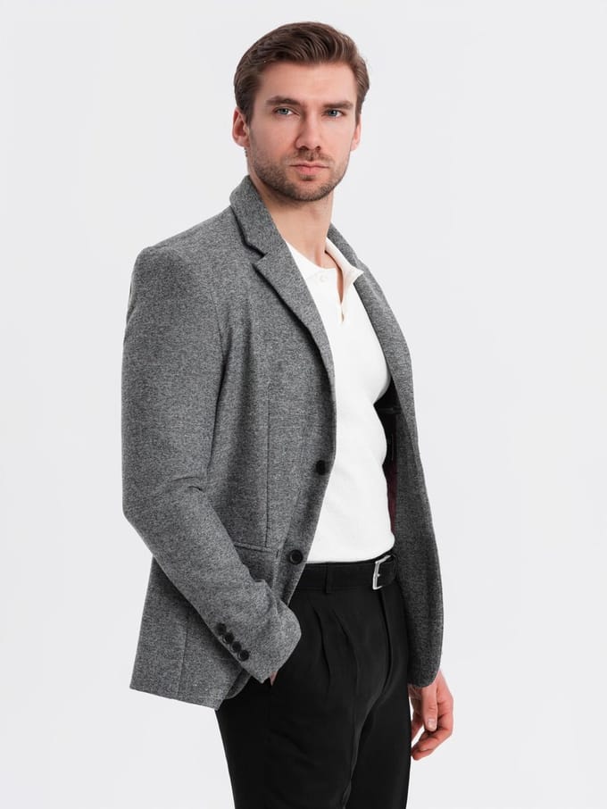 OMBRE Blazer - Regular Fit - Lange Mouw - Knopen Grijs M