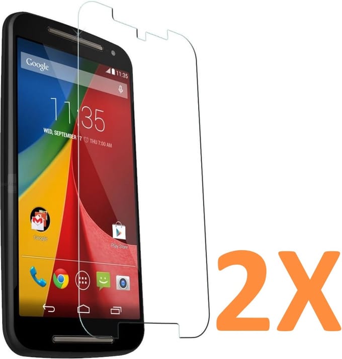 Screenprotector Glas - Tempered Glass Screen Protector Geschikt voor: Motorola Moto G2 - 2nd Gen / 2014 - 2x