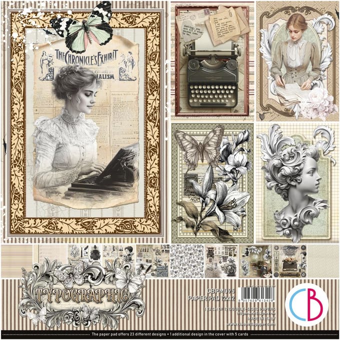 Ciao Bella - Typographic 12x12 Inch Paper Pad (12pcs) (CBPM095)