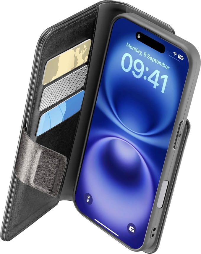 Cellularline BOOKAG2IPH16MAXK mobiele telefoon behuizingen 17 cm (6.7") Folioblad Zwart