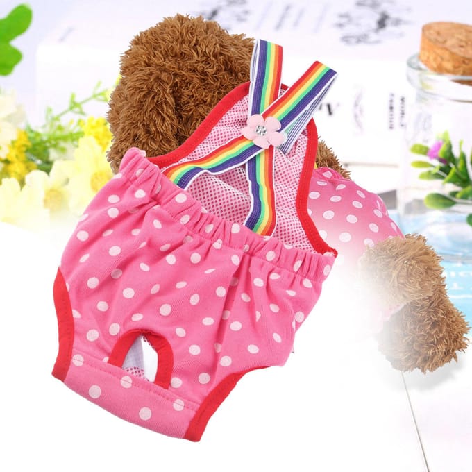Teef Hondenpup Huisdier Luier Menstruatie Jarretel Ondergoed Herbruikbaar Wasbaar Short Rozerood XS pink