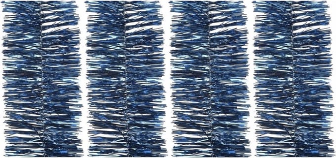 4x decoris kerstslinger-guirlande - donkerblauw - glanzend lametta - 270 cm