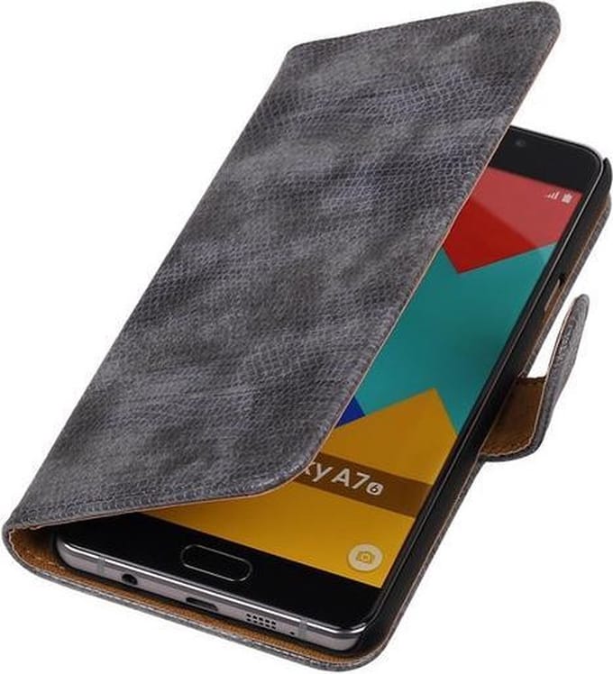 Grijs Mini Slang Booktype Samsung Galaxy A7 2016 Wallet Cover Hoesje