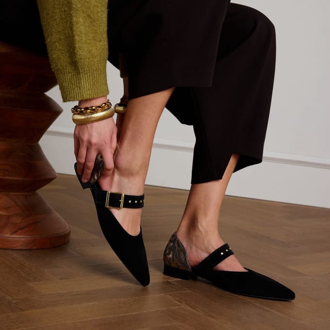 Manfield - Dames - Zwarte suède loafers - Maat 36