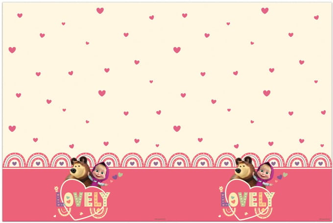 Masha en de Beer Sweet Heart plastic tafelkleed 120x180 cm