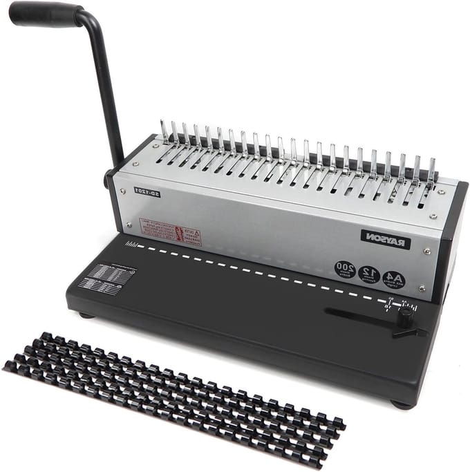 Plastic Comb Binding Machine met 21 gaten, perforator voor 12 vellen, bindt tot 200 pagina's, SD-1201