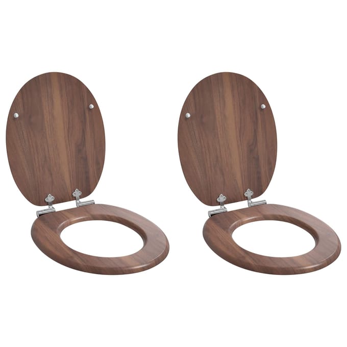vidaXL - Toiletbril - 2 - pcs - Bruin - 44 - x - 38 - cm - Bewerkt - hout