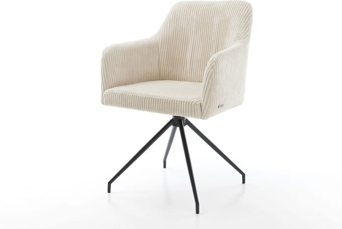 Gestoffeerde-stoel Greg-Flex kruisframe conisch zwart koord beige pocketveer kern
