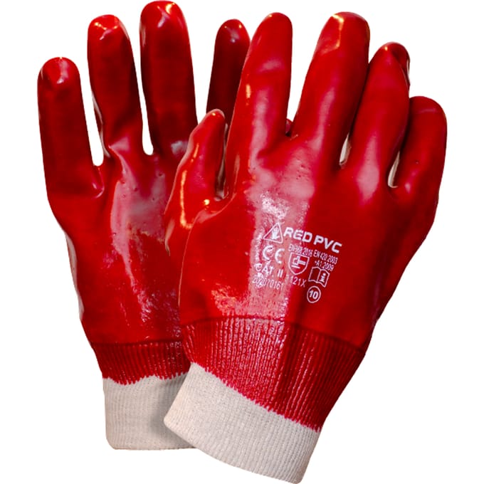 +Safety® Red PVC Werkhandschoen