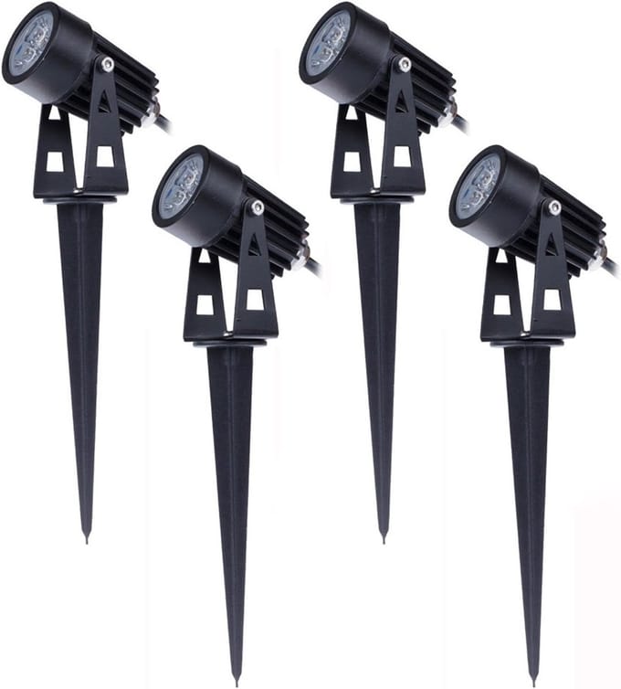 Set van 4 Waterdichte LED-tuinspotlights met Grondpin - 3W 220V voor Buitenverlichting