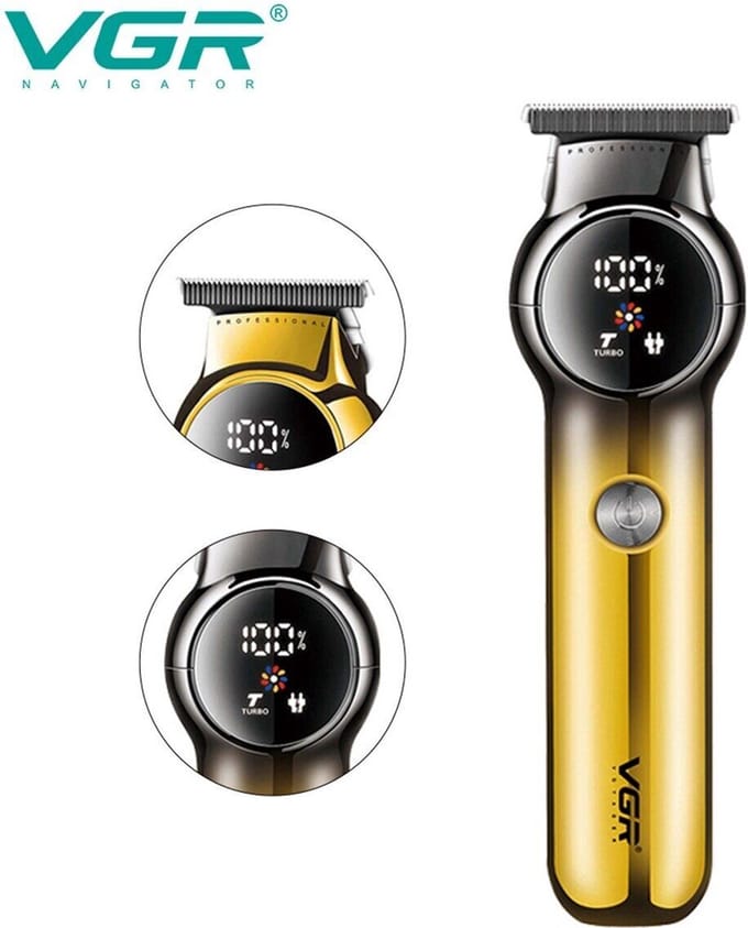 Vgr V-989 Mannen Tondeuse Thuis Digitaal Display Usb Oplaadbare Gradiënt Elektrische Clipper Scheerkop Gravure Trimmer