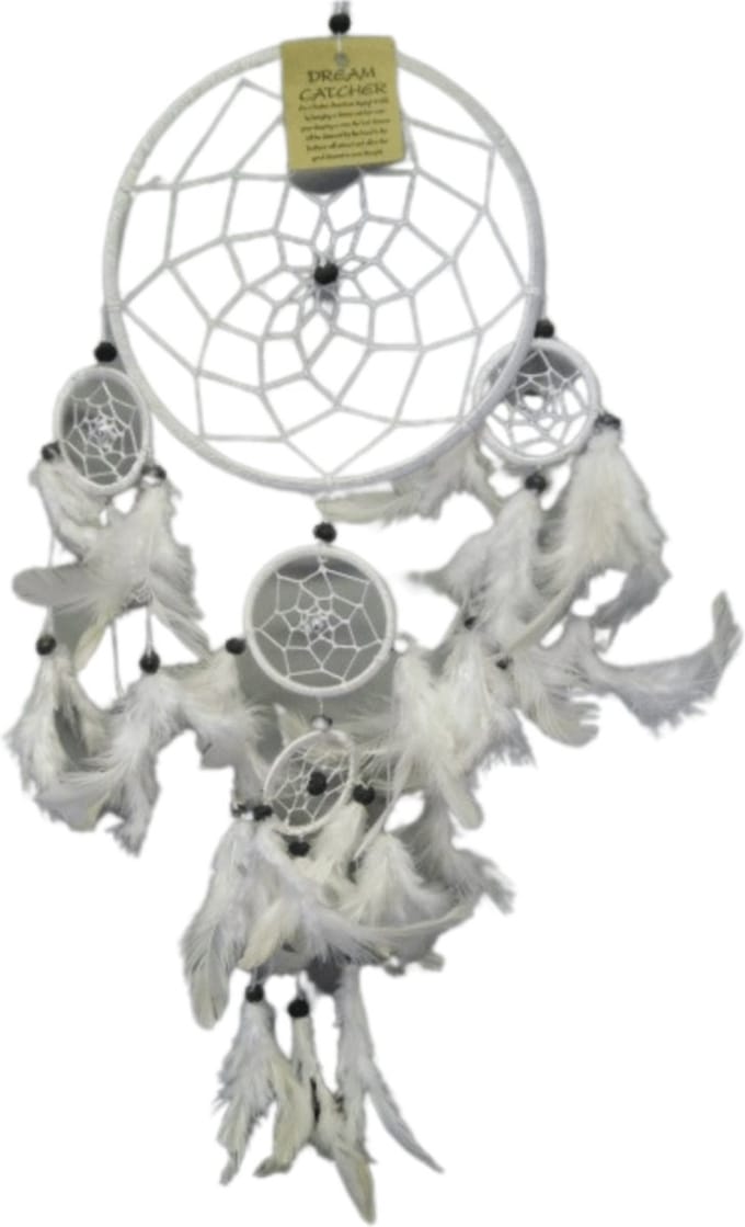 Dromenvanger witte veren 17 cm