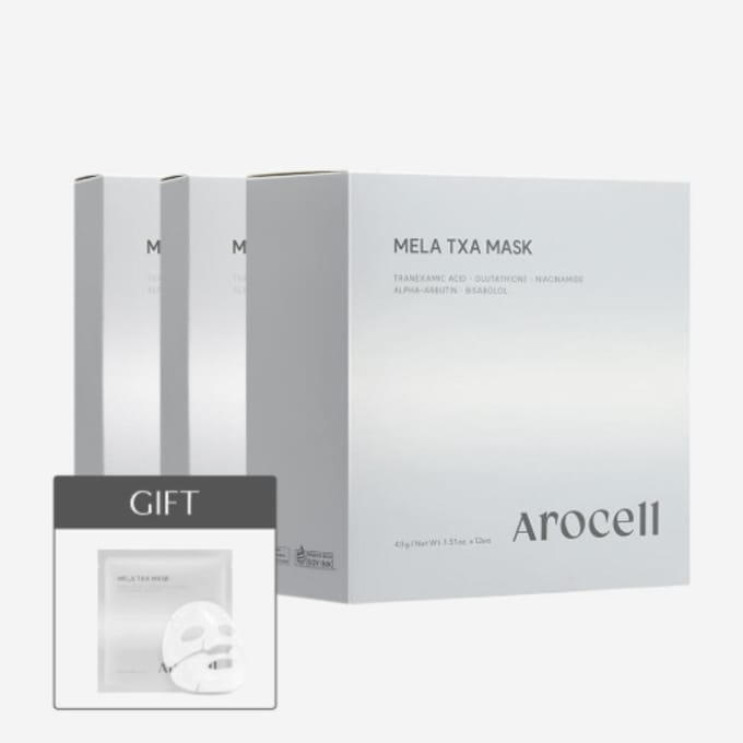 Arocell Mela TXA Masque 21 Feuilles | Ensemble Masque en Tissu Éclaircissant & Soin du Teint gray