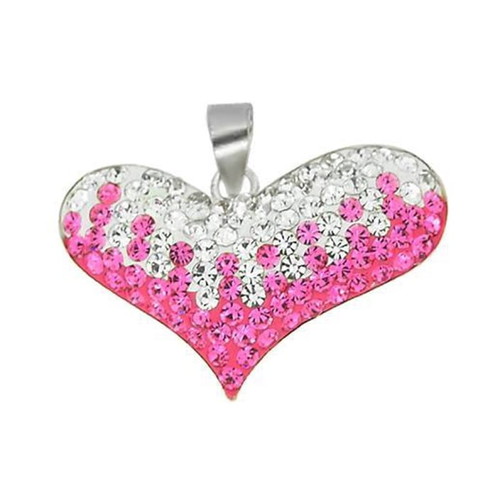 Blinx Jewels Zilveren Hanger Wit-Roos Hartje Steentjes Strass