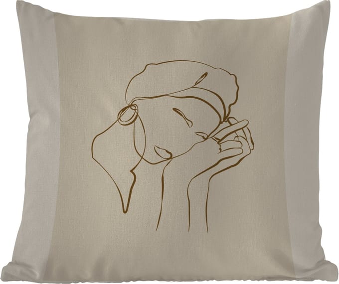 Tuinkussen - Vrouw - Line art - Quotes - Tekst - 40x40 cm - Weerbestendig