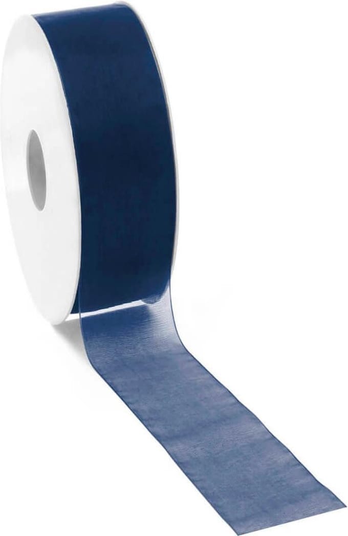 Organza lint Donkerblauw 25mm x 50m